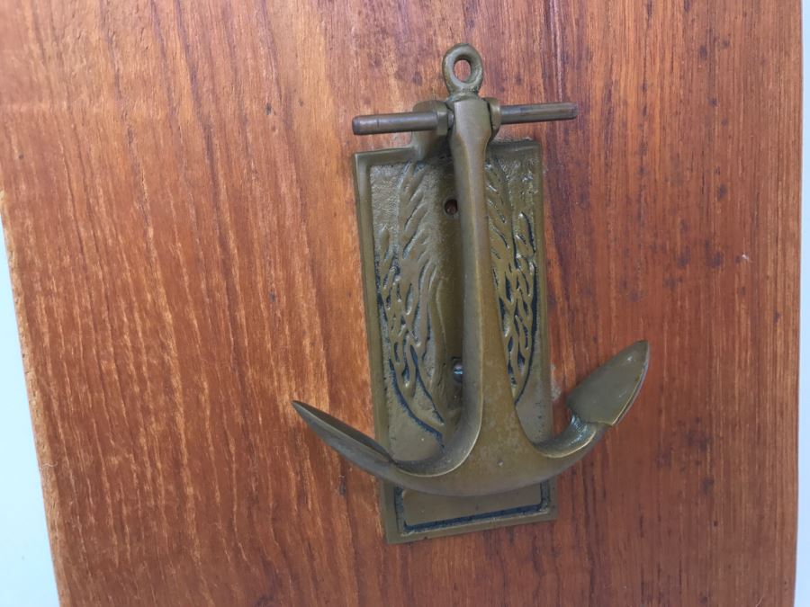 Vintage Brass Nautical Anchor Motif Door Knocker Mounted On Wooden Board [Photo 6]