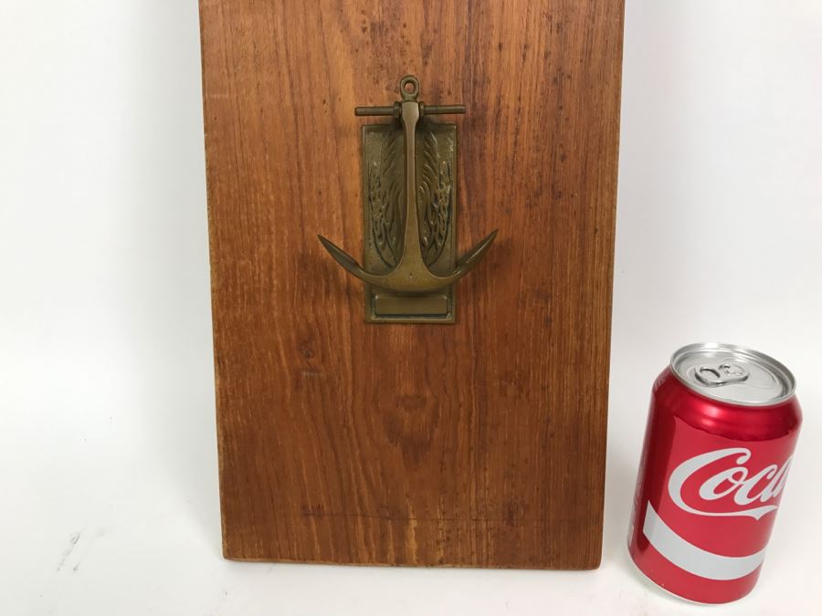 Vintage Brass Nautical Anchor Motif Door Knocker Mounted On Wooden Board [Photo 1]