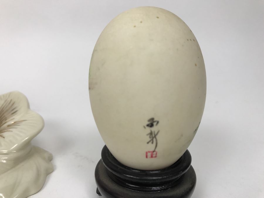 Hand Painted Asian Egg, Lenox Hummingbird And (2) Vases [Photo 9]
