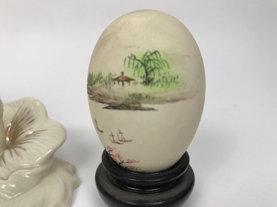 Hand Painted Asian Egg, Lenox Hummingbird And (2) Vases [Photo 8]