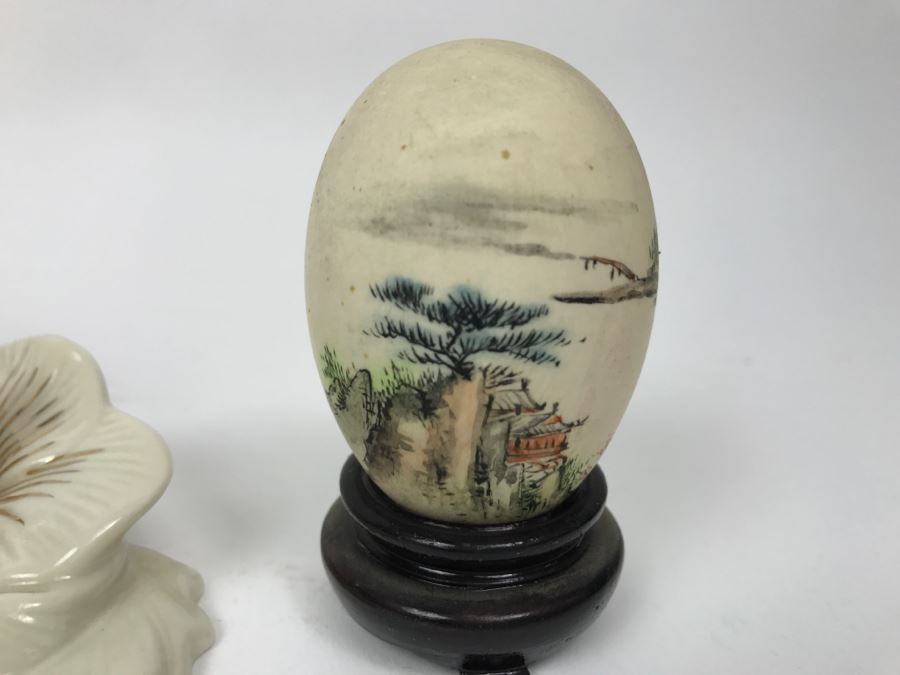 Hand Painted Asian Egg, Lenox Hummingbird And (2) Vases [Photo 7]