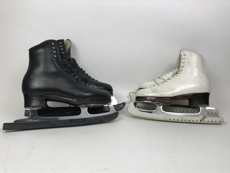 SP Teri Professional Figure Skates His And Her Ice Skates Sheffield Steel Blades Made In England Size 8B And 6 1/2A