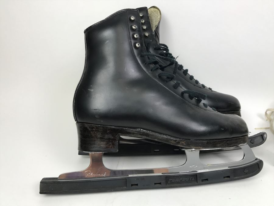 SP Teri Professional Figure Skates His And Her Ice Skates Sheffield Steel Blades Made In England Size 8B And 6 1/2A [Photo 2]