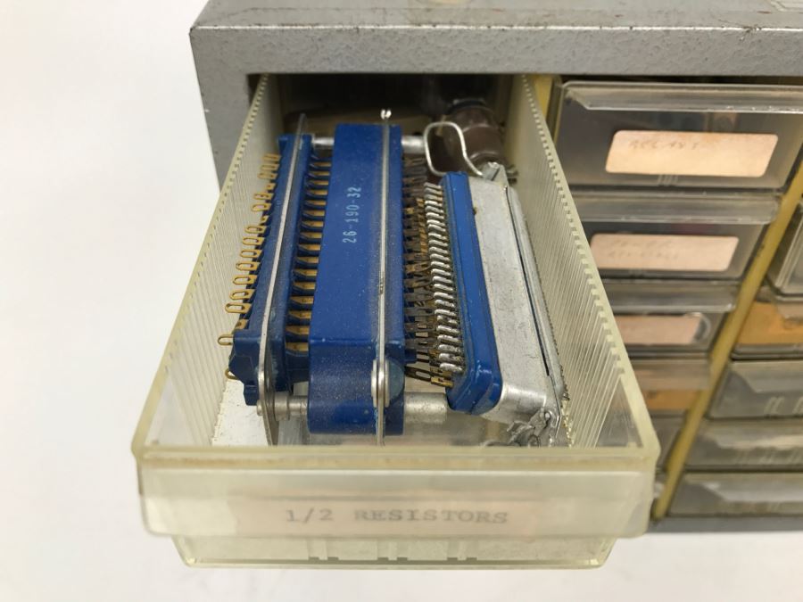 Metal Cabinet With Plastic Bins Filled With Electronic Components [Photo 5]