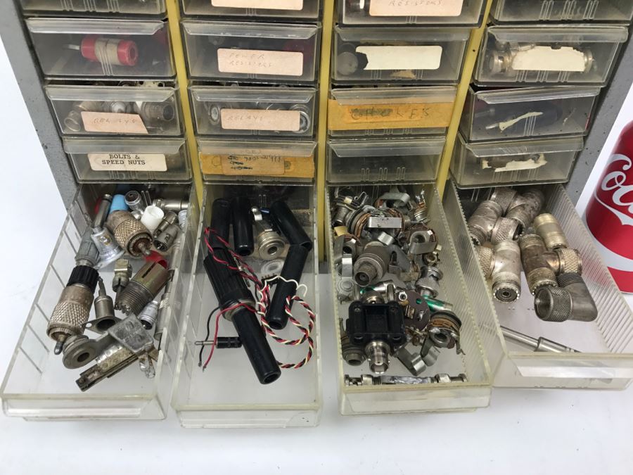 Metal Cabinet With Plastic Bins Filled With Electronic Components [Photo 9]