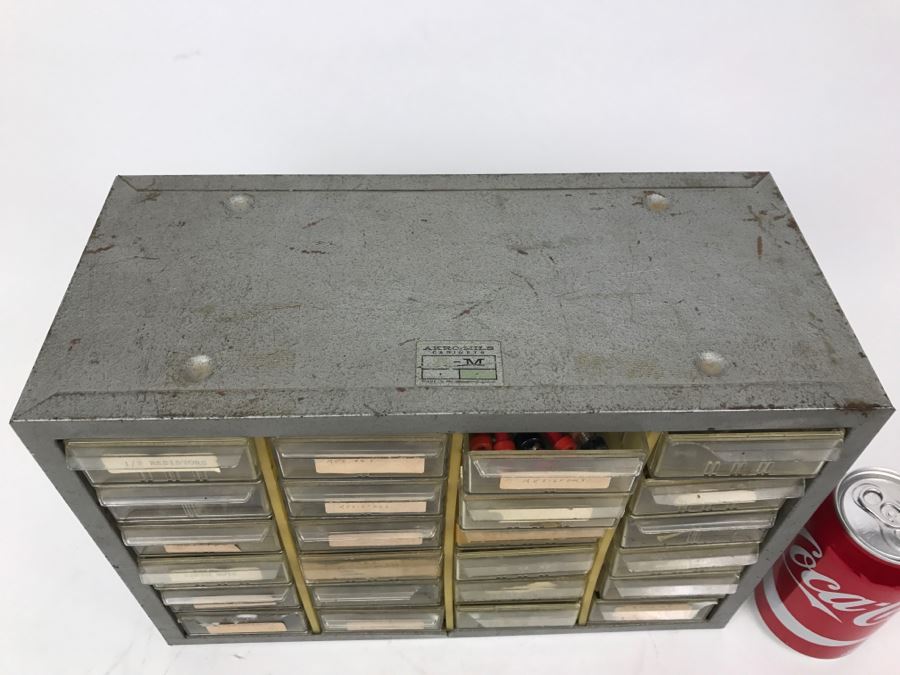 Metal With Plastic Bins Filled With Electronic Components