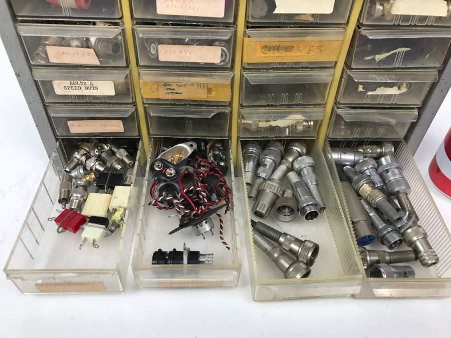 Metal Cabinet With Plastic Bins Filled With Electronic Components [Photo 10]