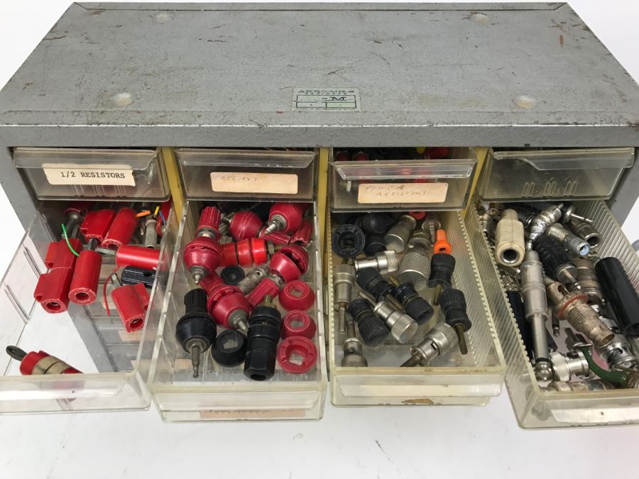 Metal Cabinet With Plastic Bins Filled With Electronic Components [Photo 11]