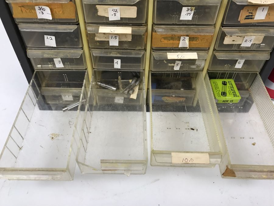 Metal Cabinet With Plastic Bins Filled With Various Fuses [Photo 7]