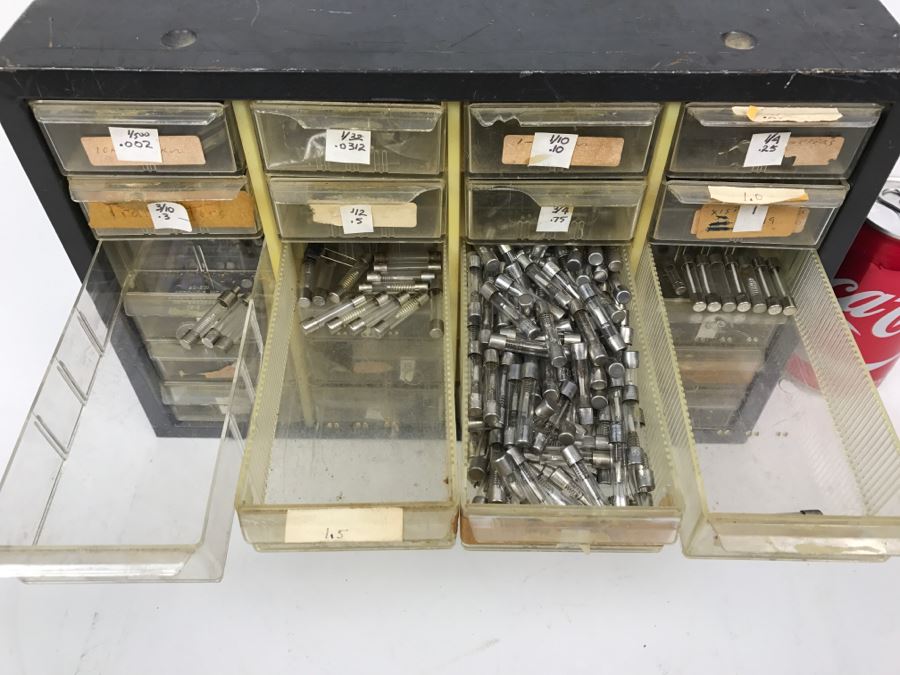 Metal Cabinet With Plastic Bins Filled With Various Fuses [Photo 4]