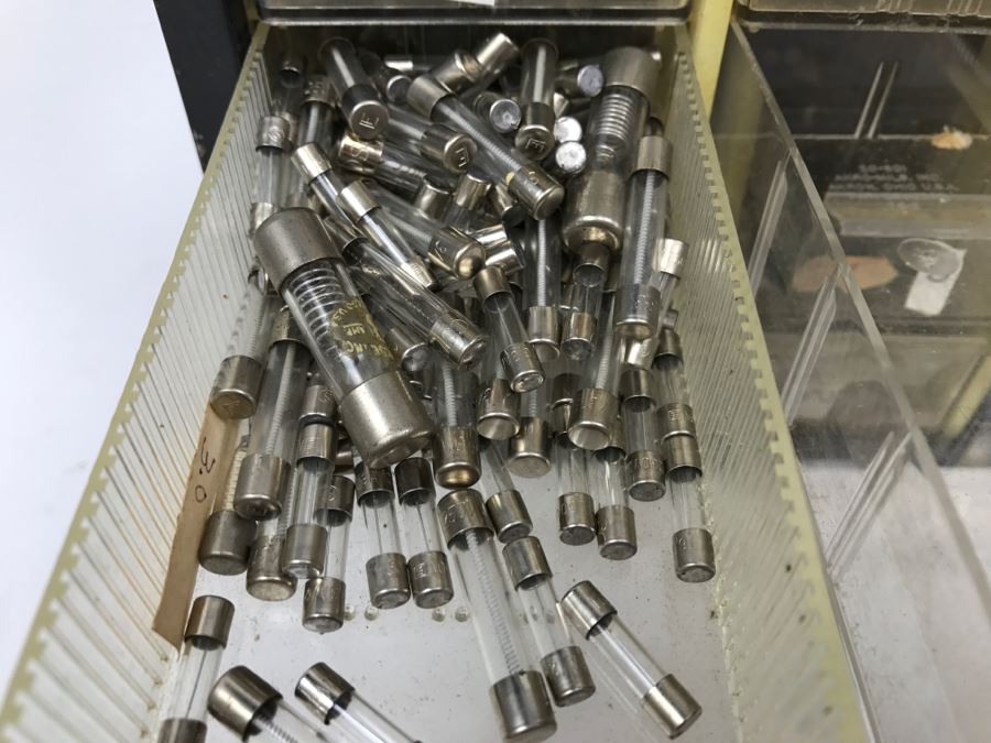 Metal Cabinet With Plastic Bins Filled With Various Fuses [Photo 6]