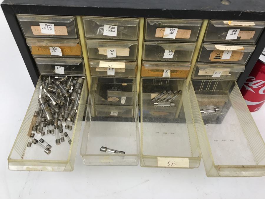Metal Cabinet With Plastic Bins Filled With Various Fuses [Photo 5]