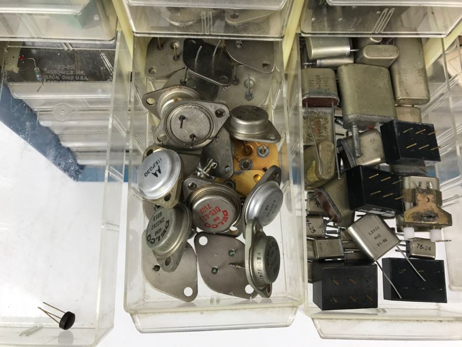 Large Metal Cabinet With Plastic Bins Loaded With Electronic Components - See All Photos [Photo 29]