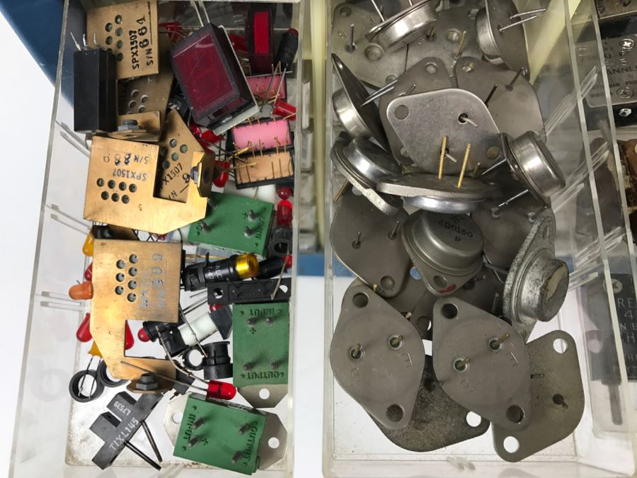 Large Metal Cabinet With Plastic Bins Loaded With Electronic Components - See All Photos [Photo 21]