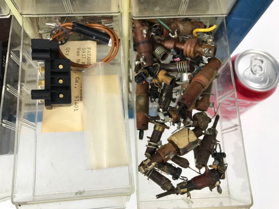 Large Metal Cabinet With Plastic Bins Loaded With Electronic Components - See All Photos [Photo 27]