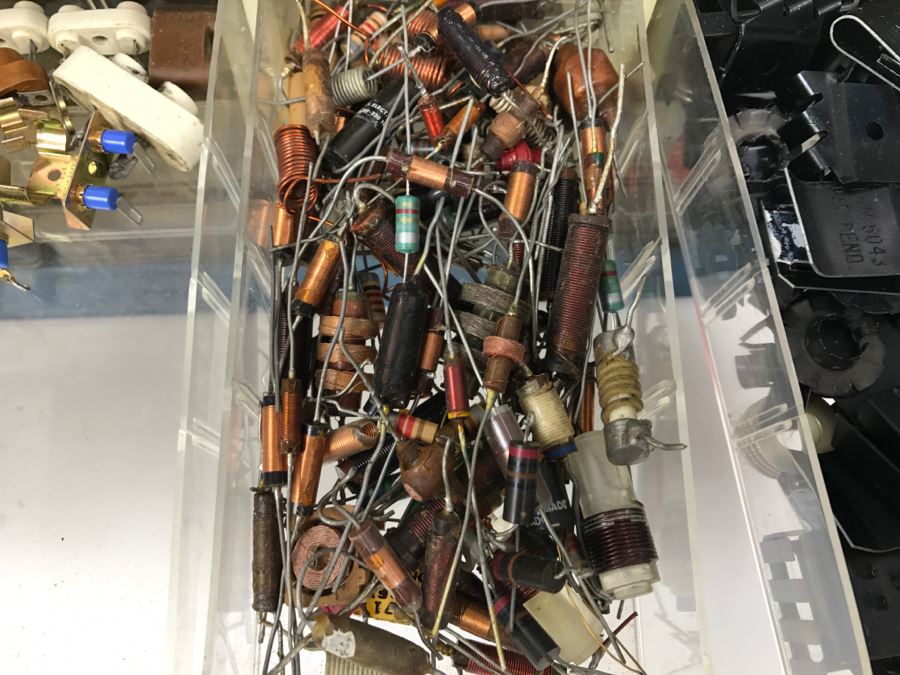 Large Metal Cabinet With Plastic Bins Loaded With Electronic Components - See All Photos [Photo 39]