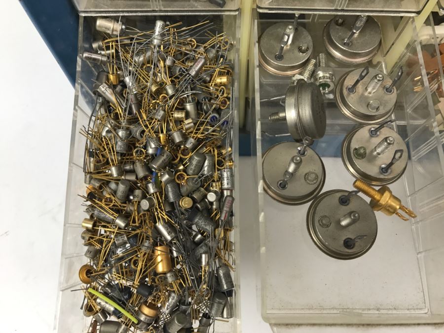 Large Metal Cabinet With Plastic Bins Loaded With Electronic Components - See All Photos [Photo 37]