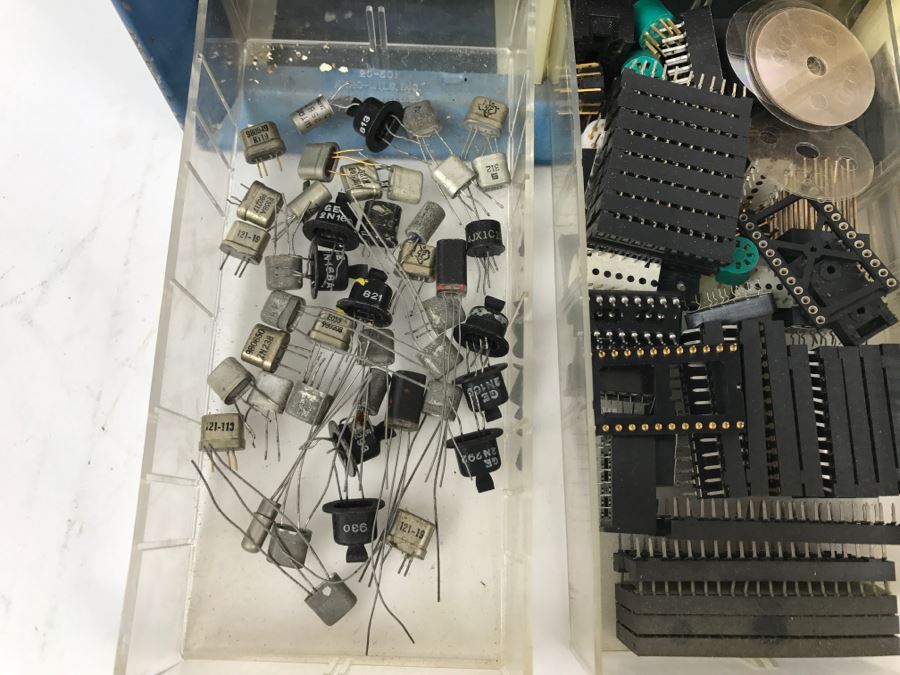 Large Metal Cabinet With Plastic Bins Loaded With Electronic Components - See All Photos [Photo 45]