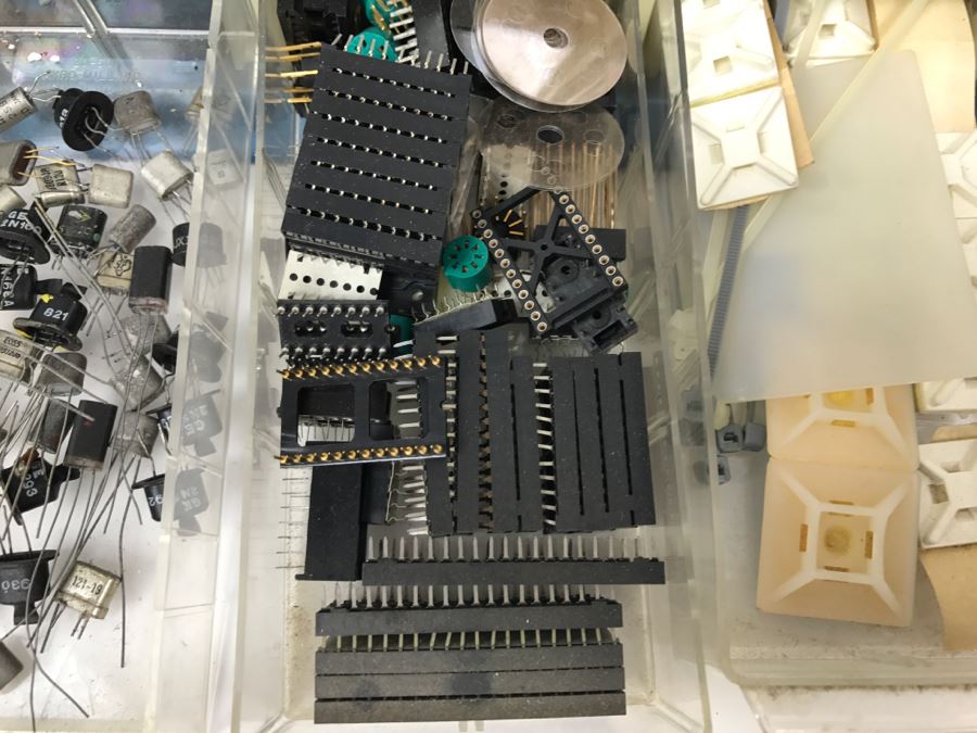 Large Metal Cabinet With Plastic Bins Loaded With Electronic Components - See All Photos [Photo 46]