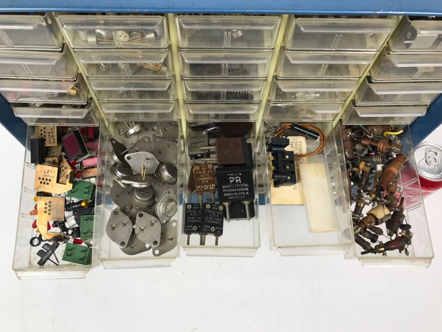 Large Metal Cabinet With Plastic Bins Loaded With Electronic Components - See All Photos [Photo 20]