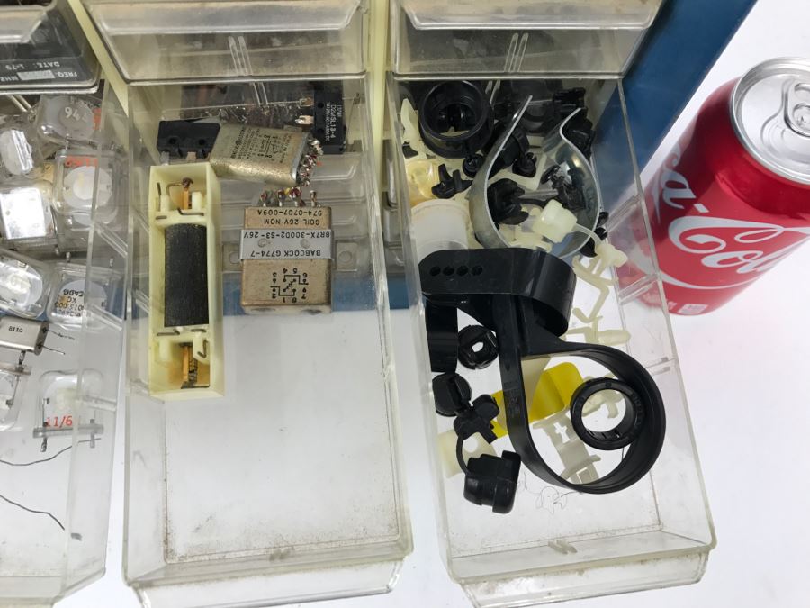 Large Metal Cabinet With Plastic Bins Loaded With Electronic Components - See All Photos [Photo 35]