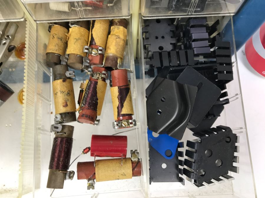 Large Metal Cabinet With Plastic Bins Loaded With Electronic Components - See All Photos [Photo 43]