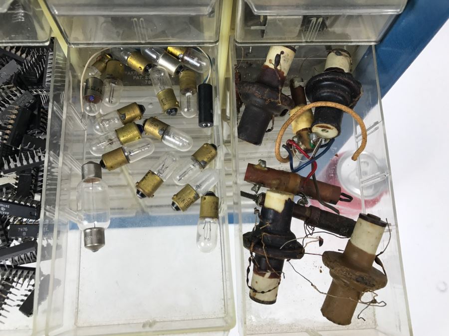 Large Metal Cabinet With Plastic Bins Loaded With Electronic Components - See All Photos [Photo 11]