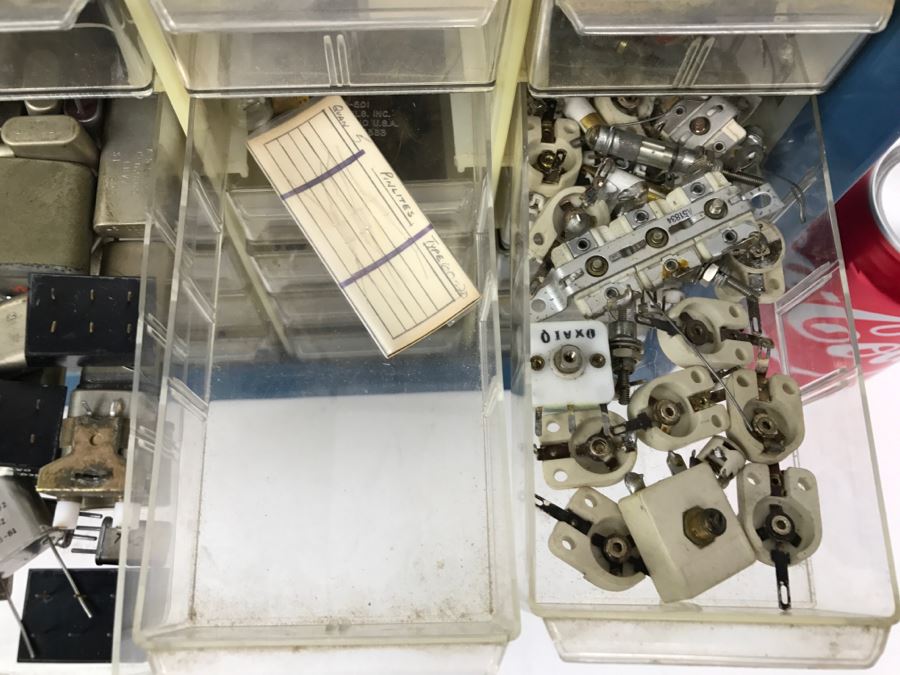 Large Metal Cabinet With Plastic Bins Loaded With Electronic Components - See All Photos [Photo 30]