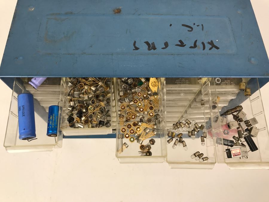 Large Metal Cabinet With Plastic Bins Loaded With Electronic Components - See All Photos [Photo 3]