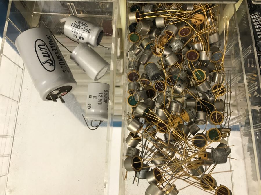 Large Metal Cabinet With Plastic Bins Loaded With Electronic Components - See All Photos [Photo 7]