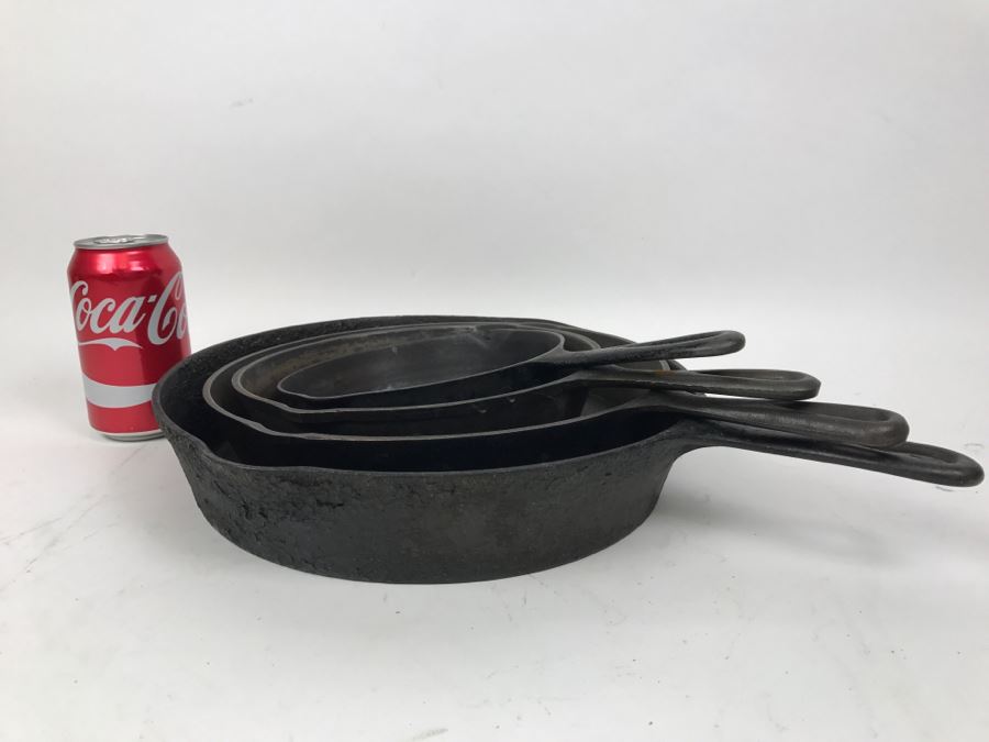 (4) Cast Iron Skillets - Largest Skillet Is A 'Wagner' Sidney 0 10 [Photo 1]