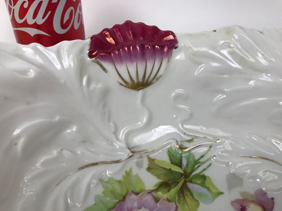 Vintage Serving Tray And Hand Painted Rose Bowl With Gold Detailing [Photo 7]
