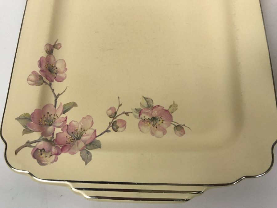 Vintage Serving Tray And Hand Painted Rose Bowl With Gold Detailing [Photo 10]