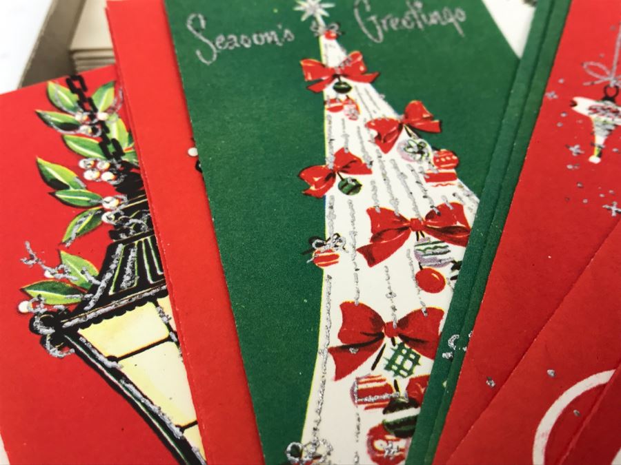 Vintage Christmas Sparkle Christmas Cards Plus Vintage Lincoln Mint Stamps [Photo 7]