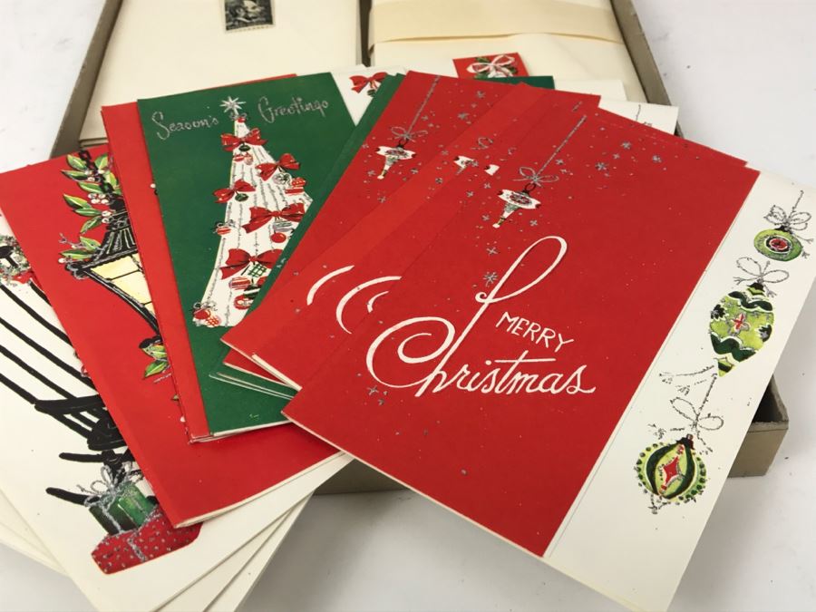 Vintage Christmas Sparkle Christmas Cards Plus Vintage Lincoln Mint Stamps [Photo 2]