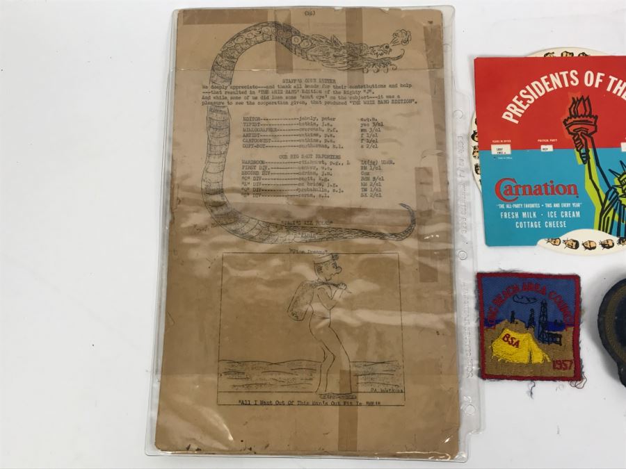 WWII Newsletter, Naval Patch, 1957 Long Beach BSA Patch And Carnation Advertising Presidents Of The U.S. [Photo 11]