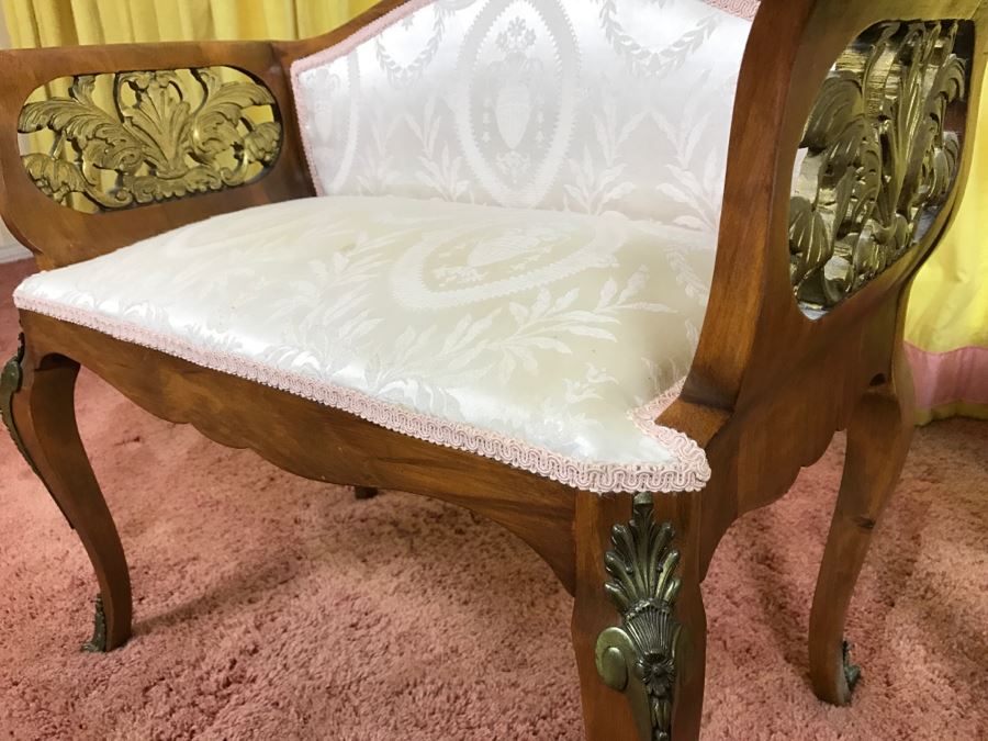 Stunning Italian Designer Wooden Bench And Armchair With Gilt Wood Carvings And Bronze Mounts [Photo 18]