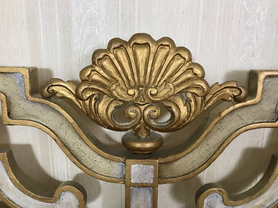 Vintage 1969 Campanile By Drexel Furniture King Size Headboard White With Gilt Wood Accents [Photo 3]