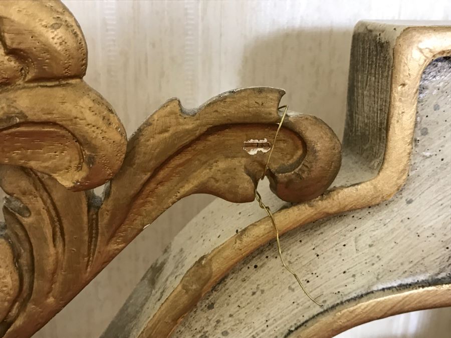 Vintage 1969 Campanile By Drexel Furniture King Size Headboard White With Gilt Wood Accents [Photo 5]