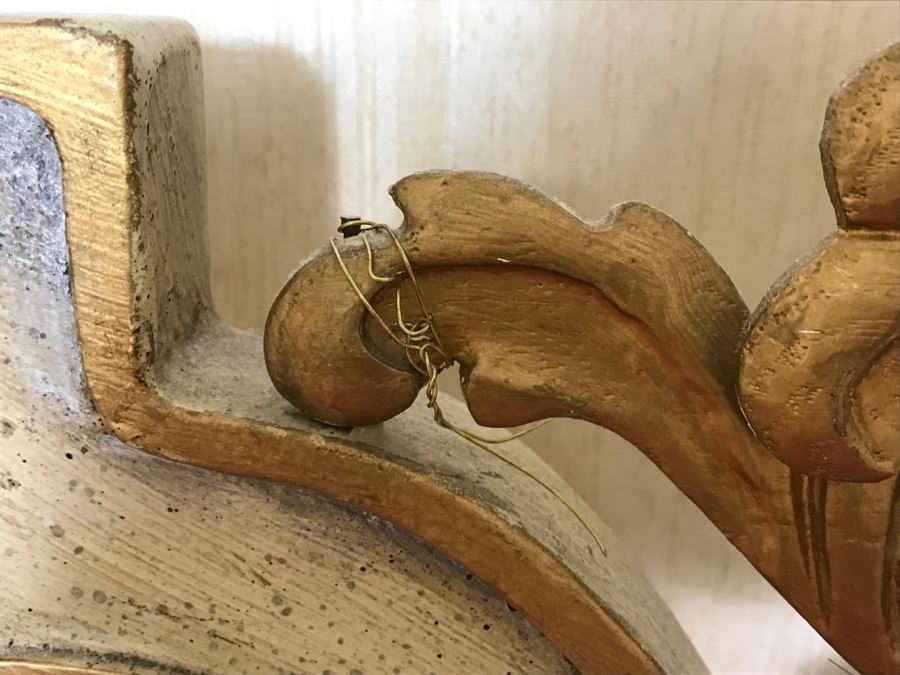 Vintage 1969 Campanile By Drexel Furniture King Size Headboard White With Gilt Wood Accents [Photo 4]