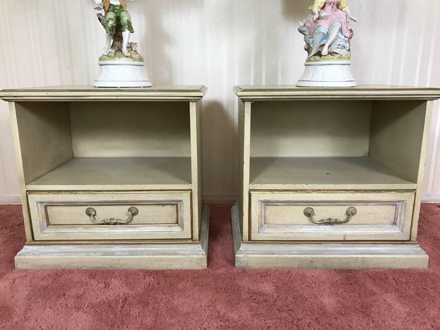 Vintage 1969 Campanile By Drexel Furniture Pair Of Nightstands Side Tables [Photo 2]