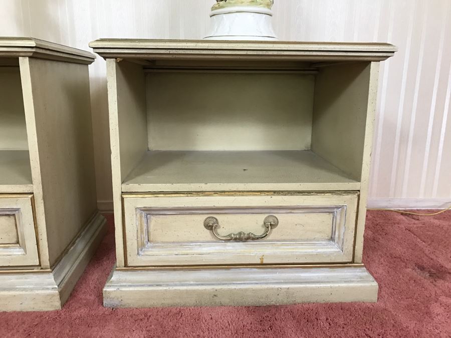 Vintage 1969 Campanile By Drexel Furniture Pair Of Nightstands Side Tables [Photo 3]
