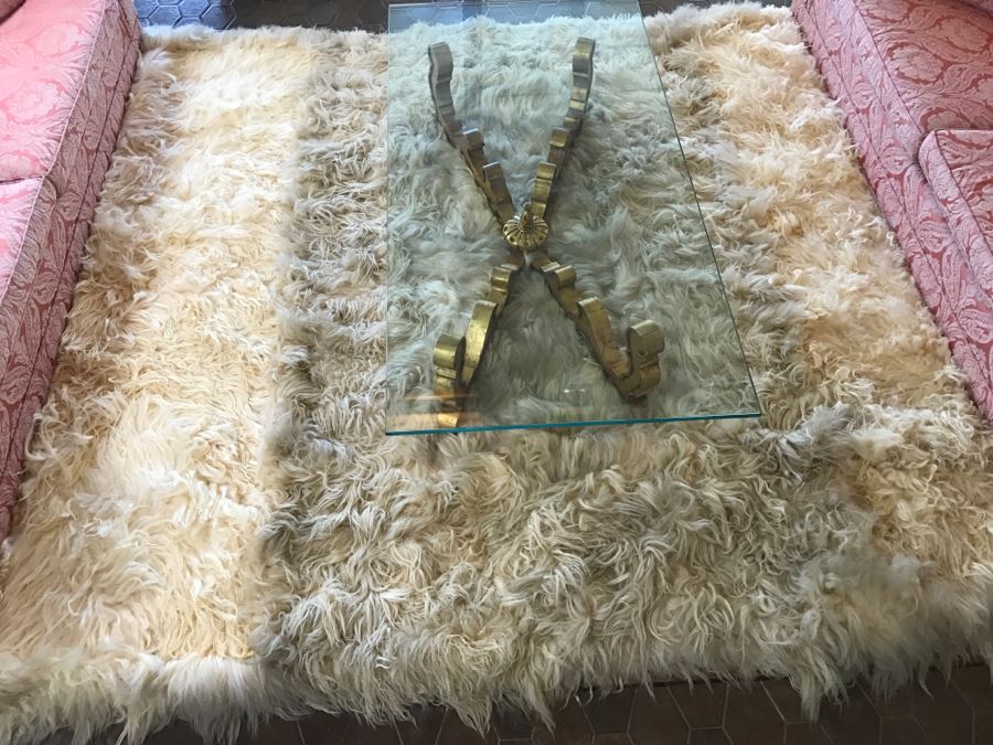 Gilt Carved Wood Coffee Table With Glass Top [Photo 9]