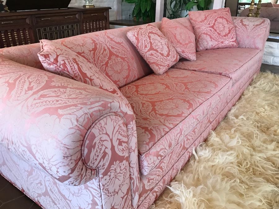 Pink Designer Sofa With Matching Throw Pillows   20452 Q010 