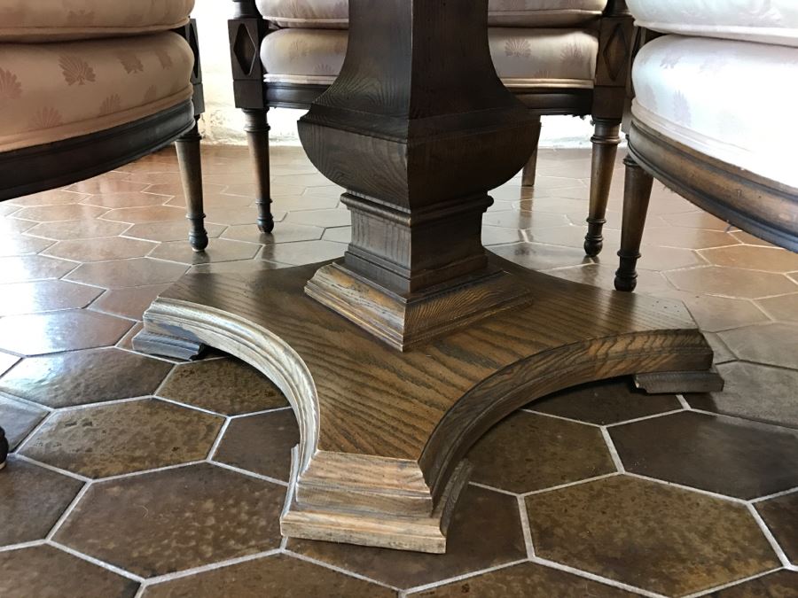 Vintage Pedestal Gaming Table With Four High Back Armchairs By Salem House [Photo 12]