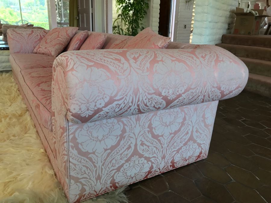 Pink Designer Sofa With Matching Throw Pillows [Photo 2]