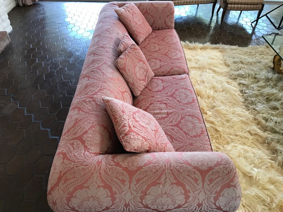 Pink Designer Sofa With Matching Throw Pillows