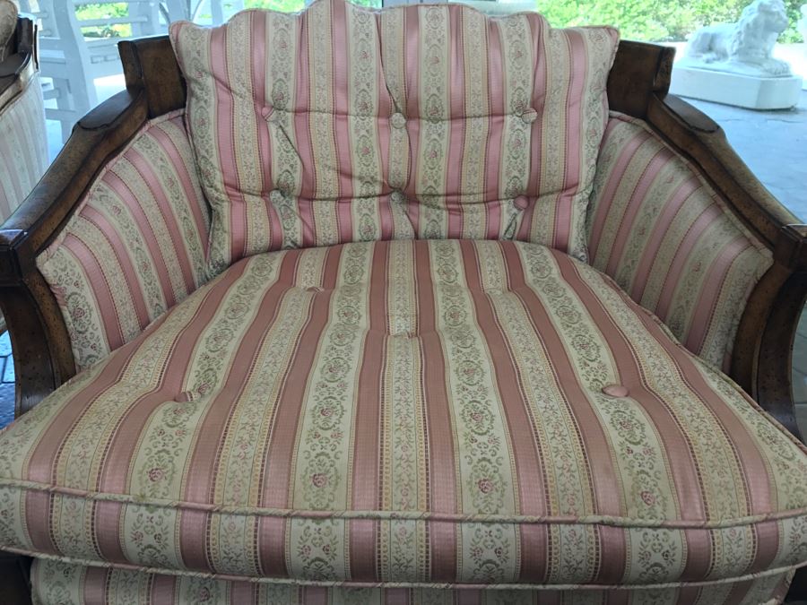 Designer Wooden Upholstered Settee Sofa With Armchair And Throw Pillows [Photo 9]