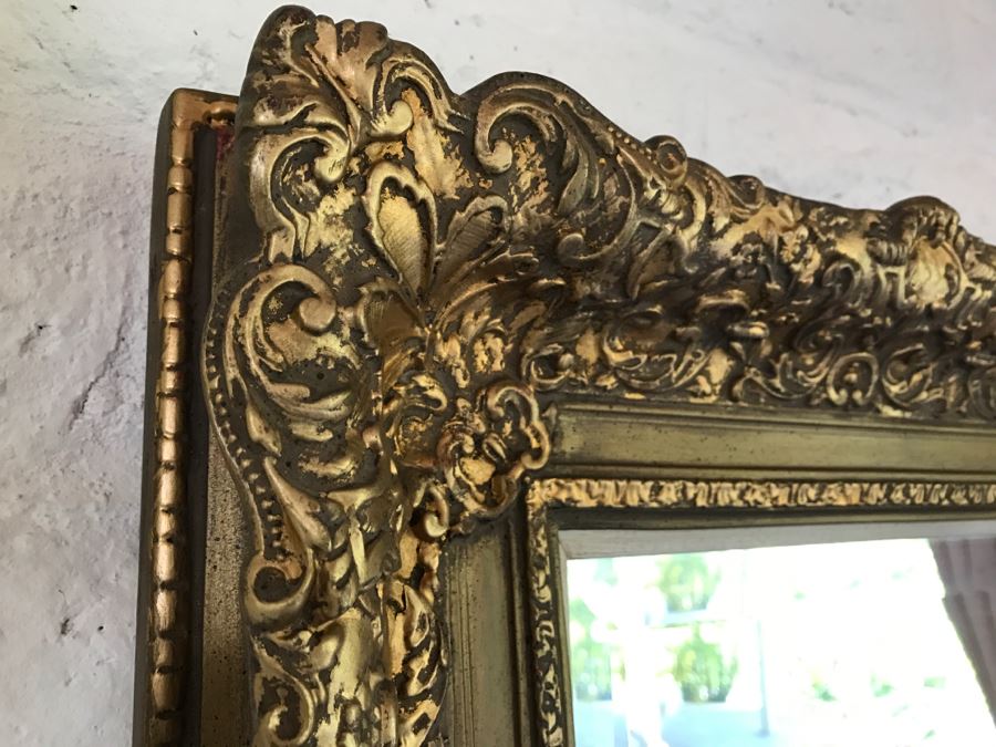 Vintage Gilt Wood Beveled Glass Wall Mirror [Photo 5]