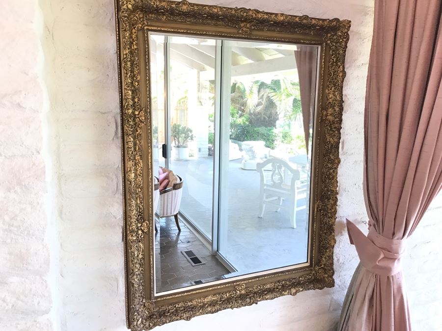 Vintage Gilt Wood Beveled Glass Wall Mirror [Photo 4]